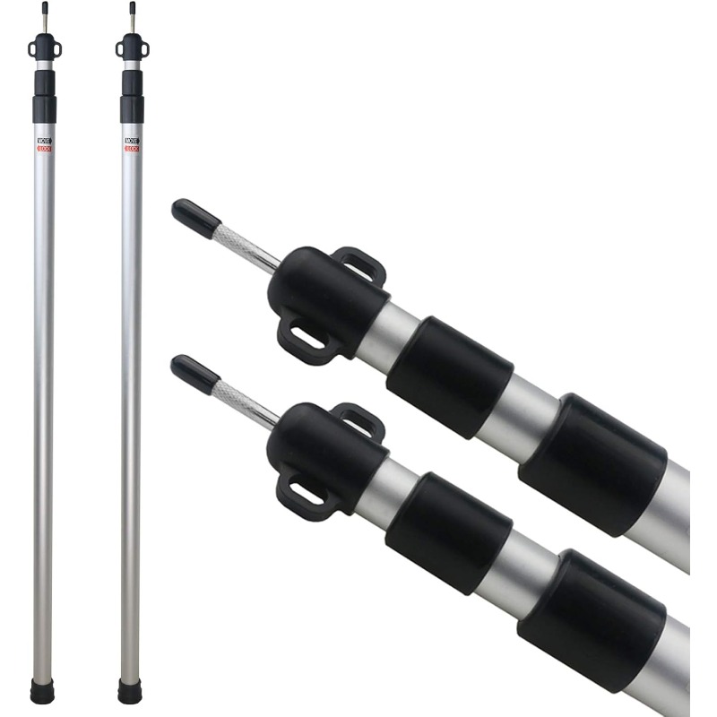 

2 Pcs Adjustable Tarp Poles, Silver , Telescoping Aluminum Rods Portable Awning Poles