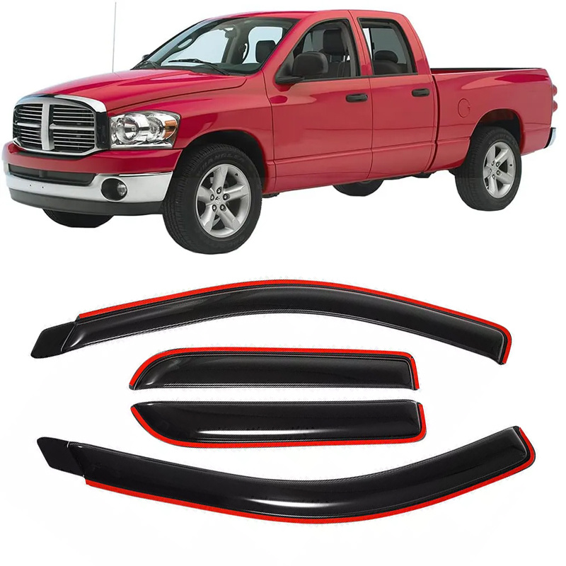 In-channel 4 Pcs Window Visors Weather Rain Deflector For For 2003-2009 Cab / Extended Cab 1500 2500 3500