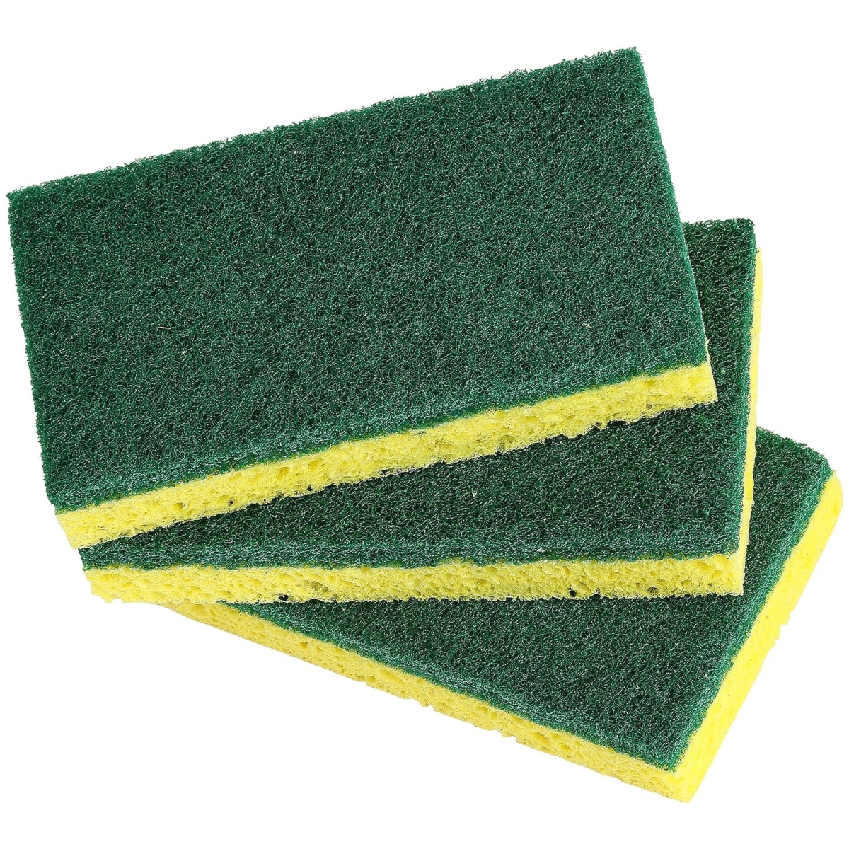 

Heavy Duty Scrub Sponge With Scouring Pad, Kitchen Dishwashing, Sink, Pot And Frying Pan Cellulose Scrubber Sponge Non Scratch. (4.5" 6 Pack)