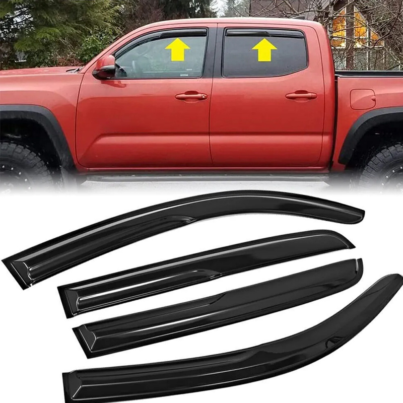 TEMU 4pcs Sleek Window Visors Guards [for For Tacoma 2016-2022 ] | Durable Rain Deflectors With 100% | (outside Mount) In Black | Easy No-drill Install