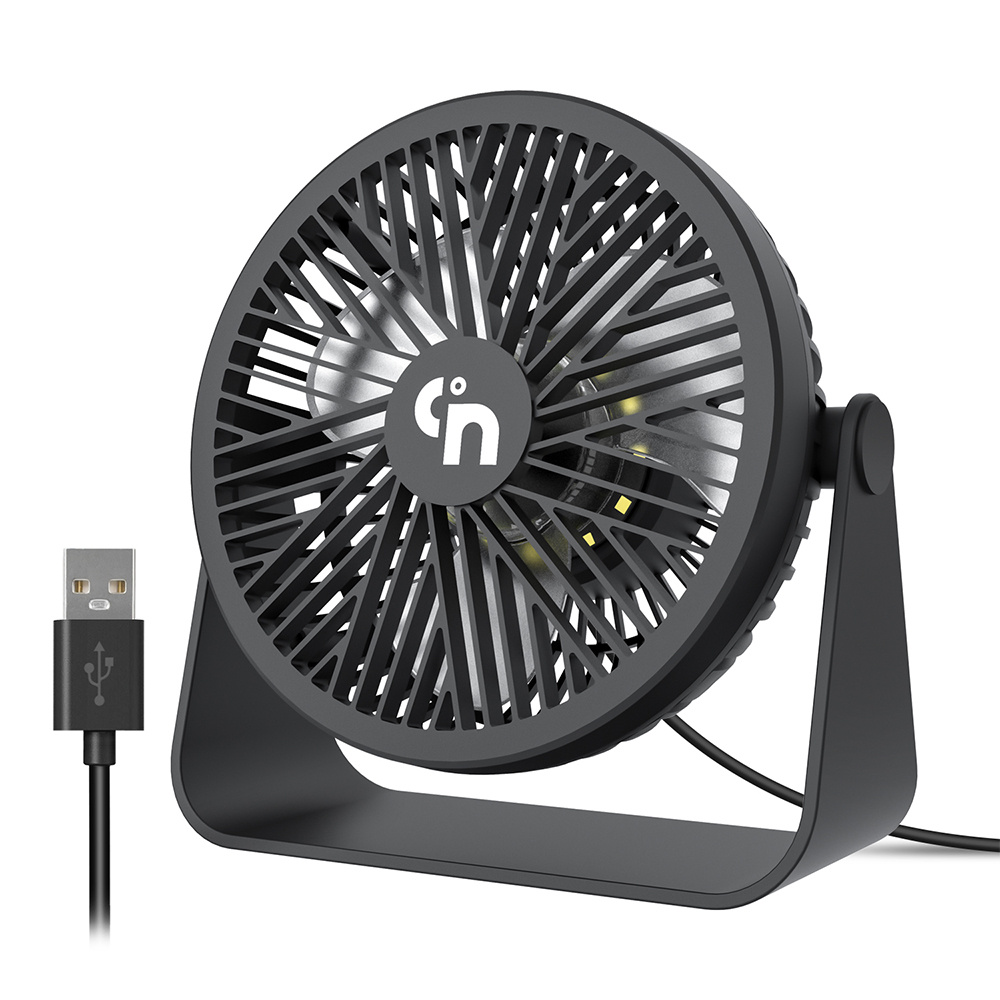 

Usb Desk Fan, 3 Speeds Powerful Portable Fan, 5.3 Inch Quiet Cooling Mini Fan, 360 Rotate Small Table Fan With 5ft Cable Personal Fan For Desktop Home Office Travel