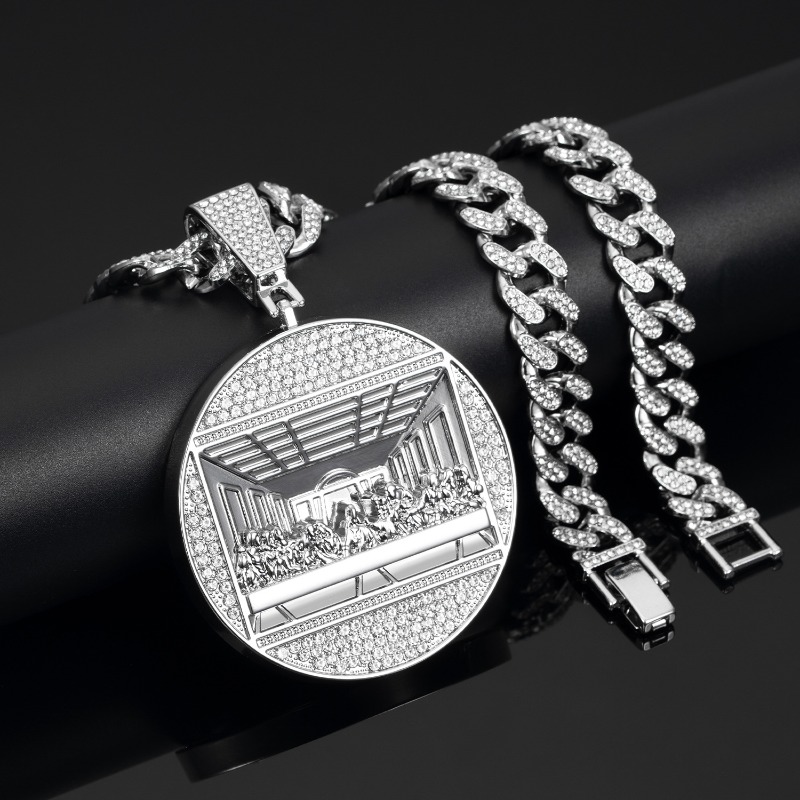 

Mens Womens Hip Hop Last Supper Pendant Necklace With 14mm Cuban Chain Hip Hop Necklace Fashion Jewelry