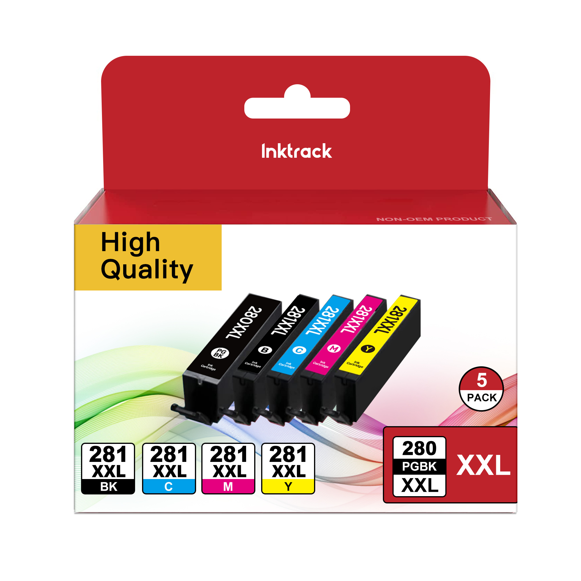 

280xxl 281xxl Ink Cartridges For 280xxl 281xxl Ink Cartridges Works With Tr8520 Ink Cartridges For Tr8620 Tr8620a Ts6320 Tr7520 Ts6120 Ts6220 Ts8220 Ts9520, 5 Pack