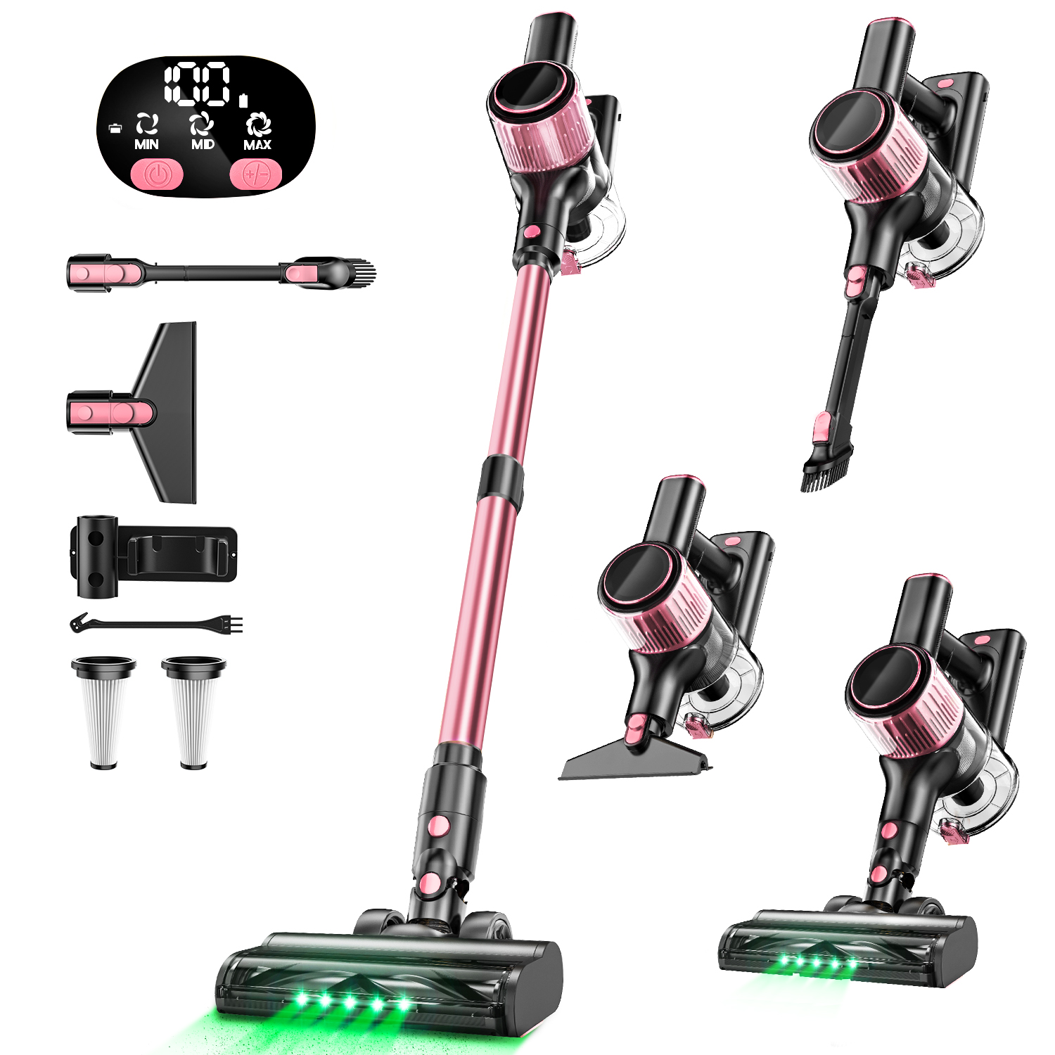 

Cordless Vacuum Cleaner, 350w/30kpa 8 In 1 Powerful Stick Vacuum, With Anti-tangle Brush And Upgraded Green Light, 40mins Runtime Rechargeable Lightweight Vacuums For Hardwood Floor, Carpet, Pet Hair