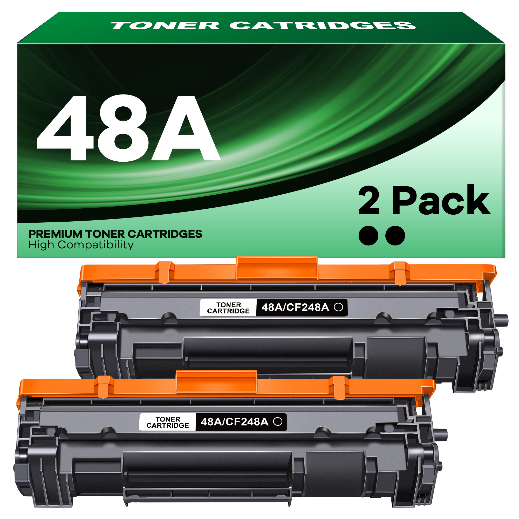 

48a For 48a Toner Works With Laserjet Pro M15w M15a M16w M16a M28w M29w M29a M30w, 2 Black