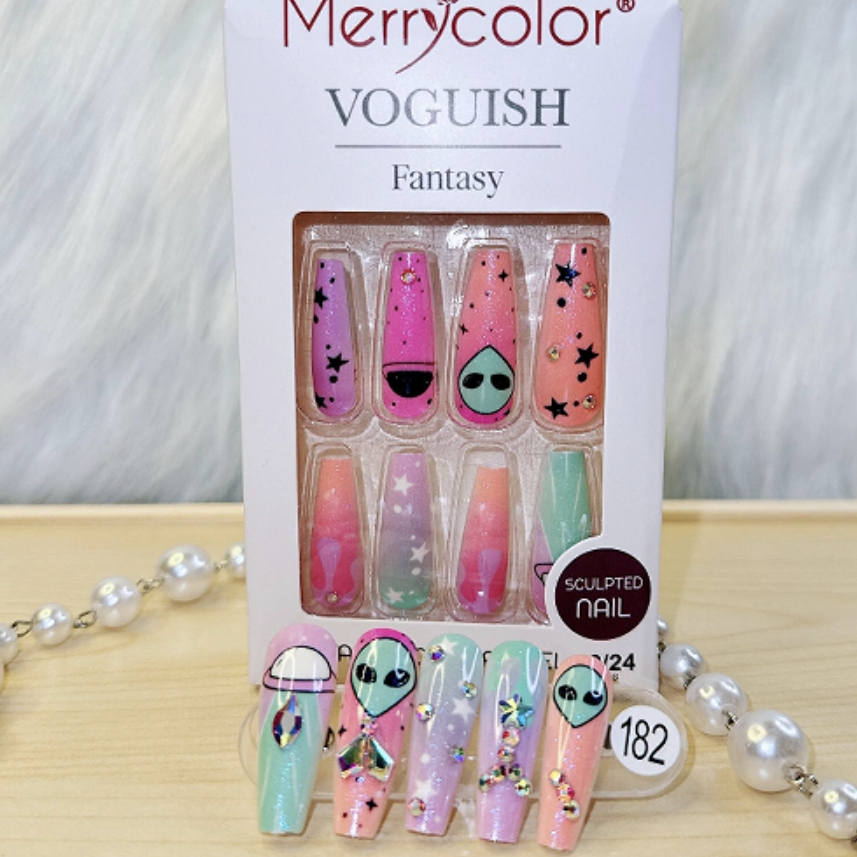 

24 Pcs Press On Nails Long Fake Nails Glitter Designs False Nails Nail French Nails For Women Girls Artificial Acrylic Nails Decoration