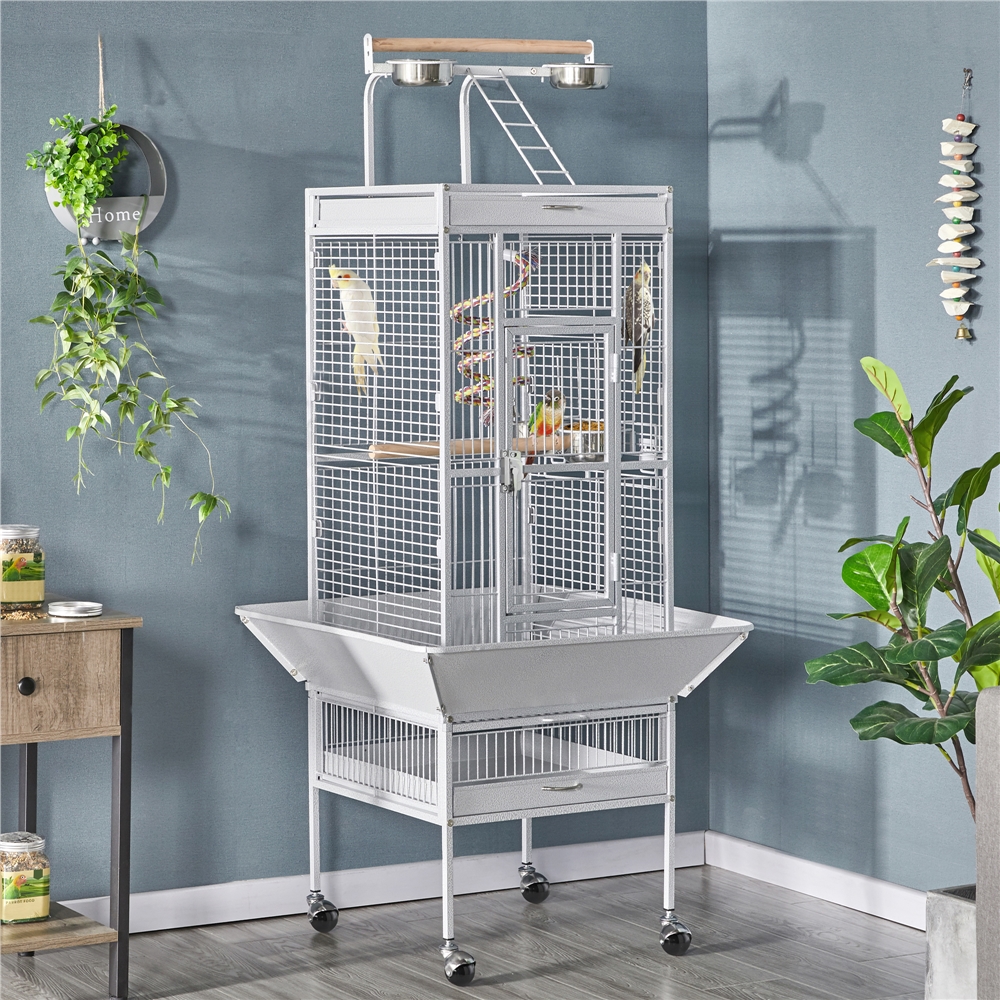 TEMU 61-inch Wrought Cages With Rolling Stand For Cockatiels Parrot Sun Parakeet Conure Lovebird Finch Canary Birdcage