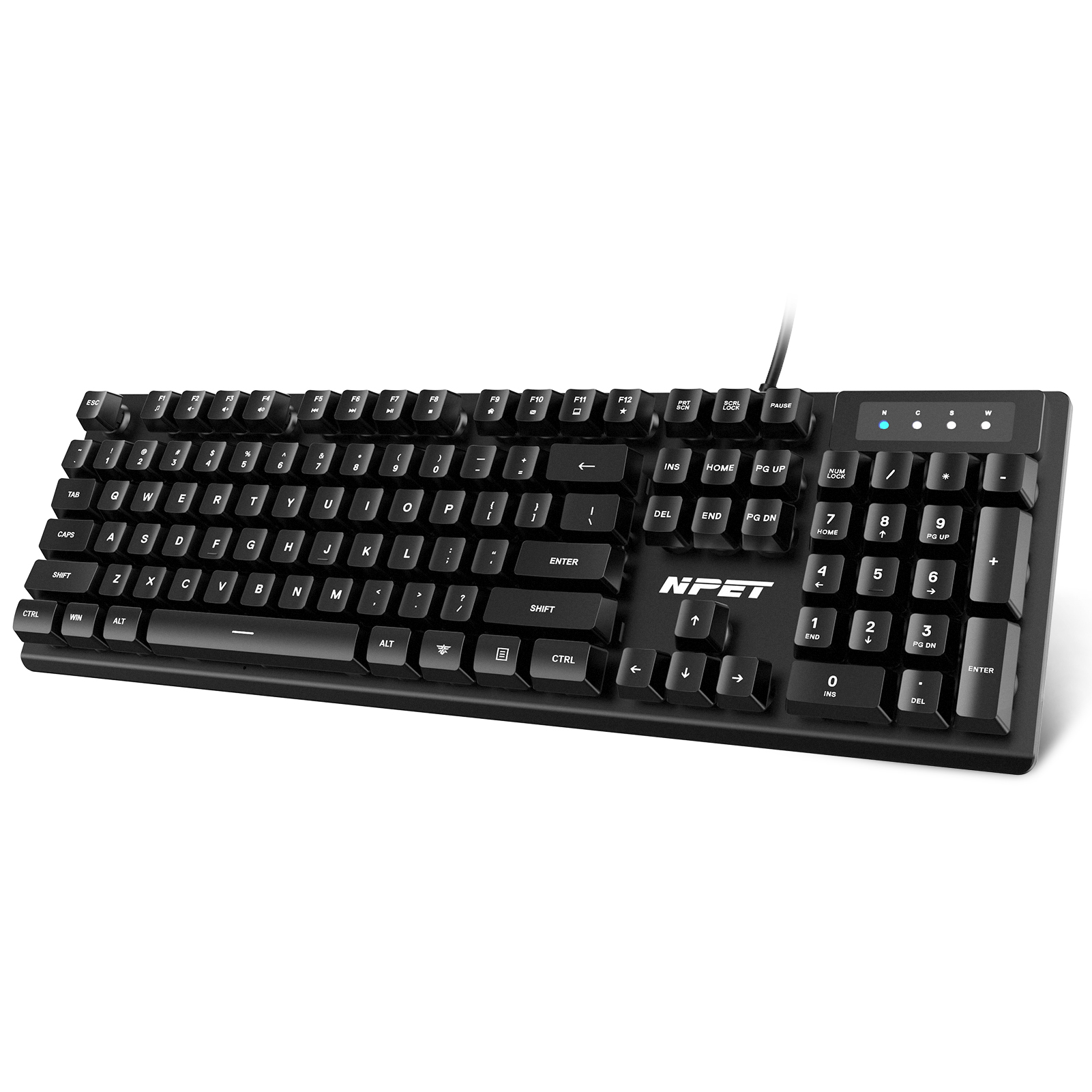 

Npet K10v1 Wired Computer Keyboard, , Full-size With 12 Multimedia Keys, -resistant, 6.2ft Usb Cable, Compatible With Pc, Laptop (black)