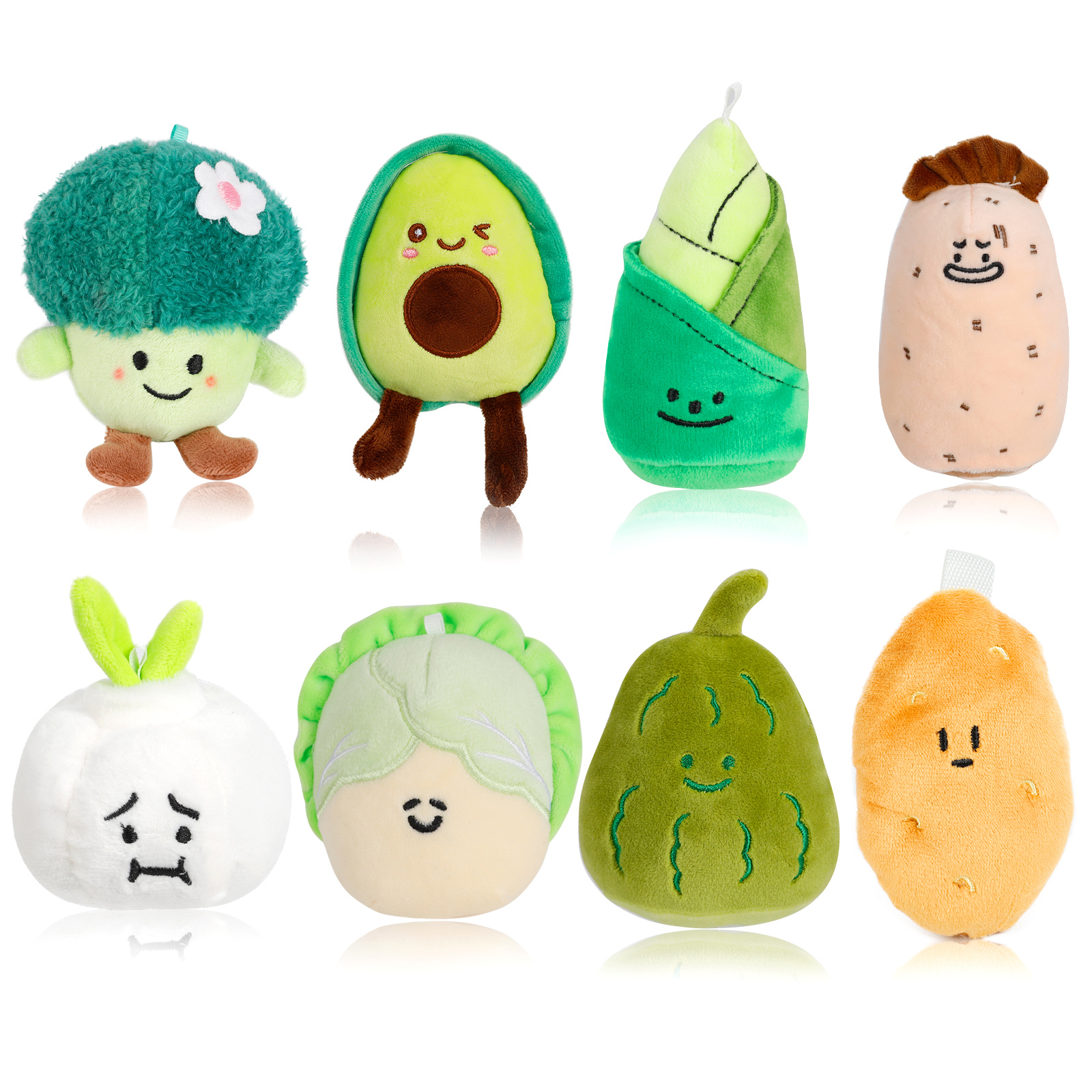 

8 Pack Vegetable Plush Toys, Small Stuffed Vegetable Bulk, Assorted Mini Vegetable Plush, Stocking Stuffers