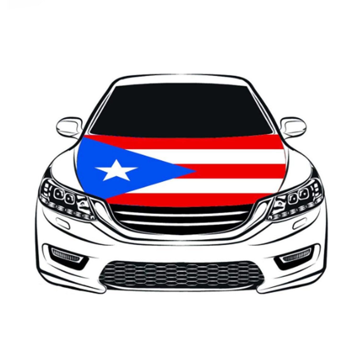 TEMU Puerto Car Hood Cover, Puerto Rican Flag 4x5ft Car Bonnet Banner, Universal Fit, Polyester, Stretchable, Patriotic Automotive Hood Covers,