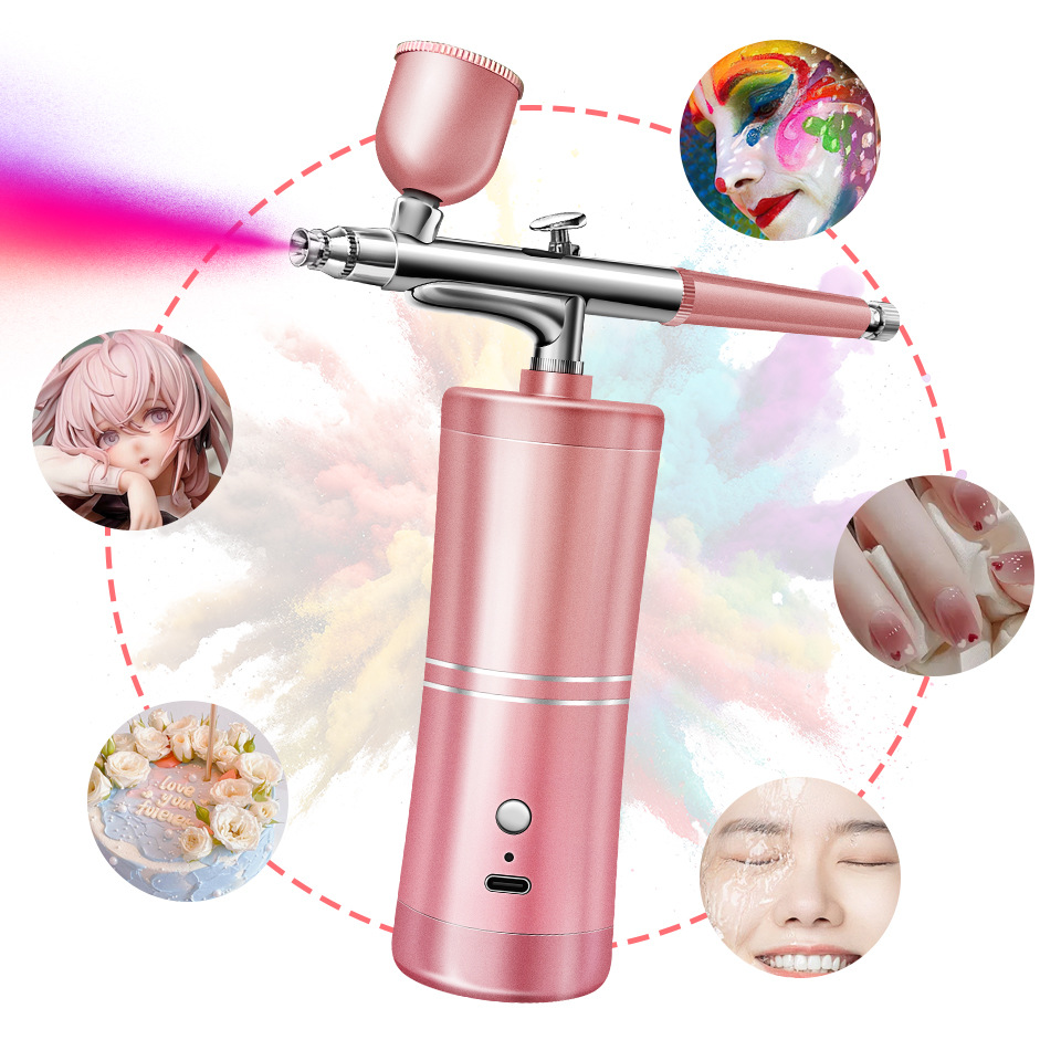 

Airbrush Kit With Compressor, Air Brush For Nails, 0.3mm Nozzle Oxygen Injector, Cordless Airbrush , For Skin Hydration, Nail Art, Tattoo, Painting, Makeup, Cake, Barber.