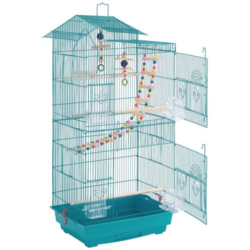 bird cage 39 inch halloween flight bird cage with swing ladder toy large roof top parrot cage with 4 plastic feeders 3 wooden perches for small birds canary budgie cockatiel conure parakeet