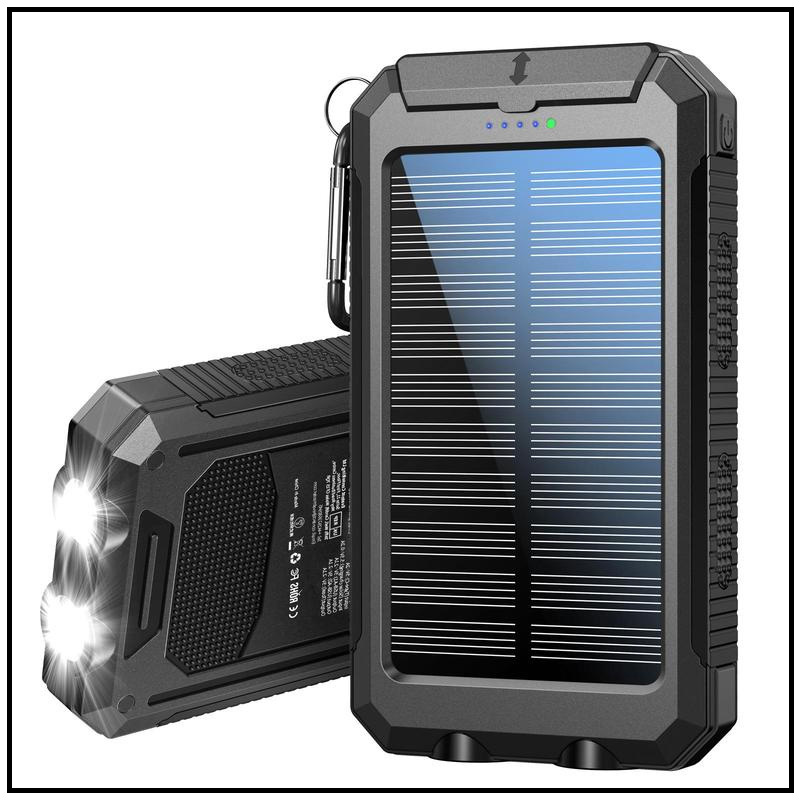 

20000mah Portable Solar Power Bank With Usb Connector, Charging Indicator, And Lithium Rechargeable Battery - 0-5w Output, Solar Powered Charger For Travel, Camping, Bike Rides Operating Voltage