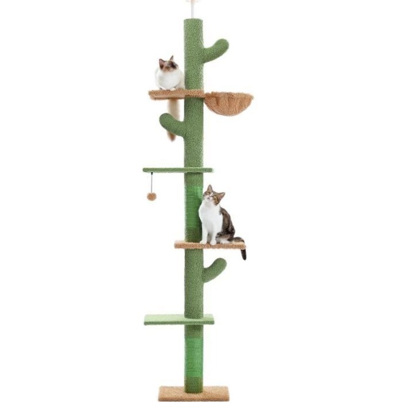 

Absolutely High Quality Cat Standing Cat Tower, Adjustable Height (85-112"), 7-level Climbing Activity Center With Cozy Hammock, 5 Platforms And Indoor Scratching Post