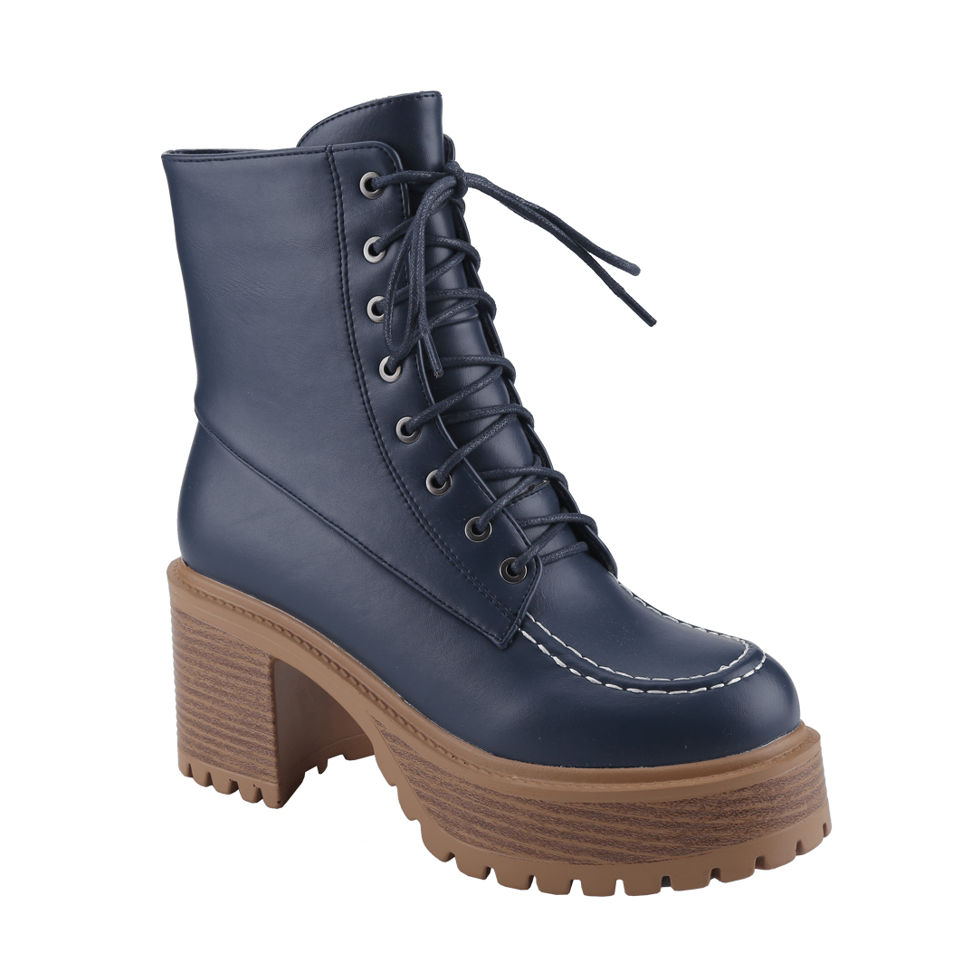 lace combat high heel platform boots women side zipper - Temu display picture 1