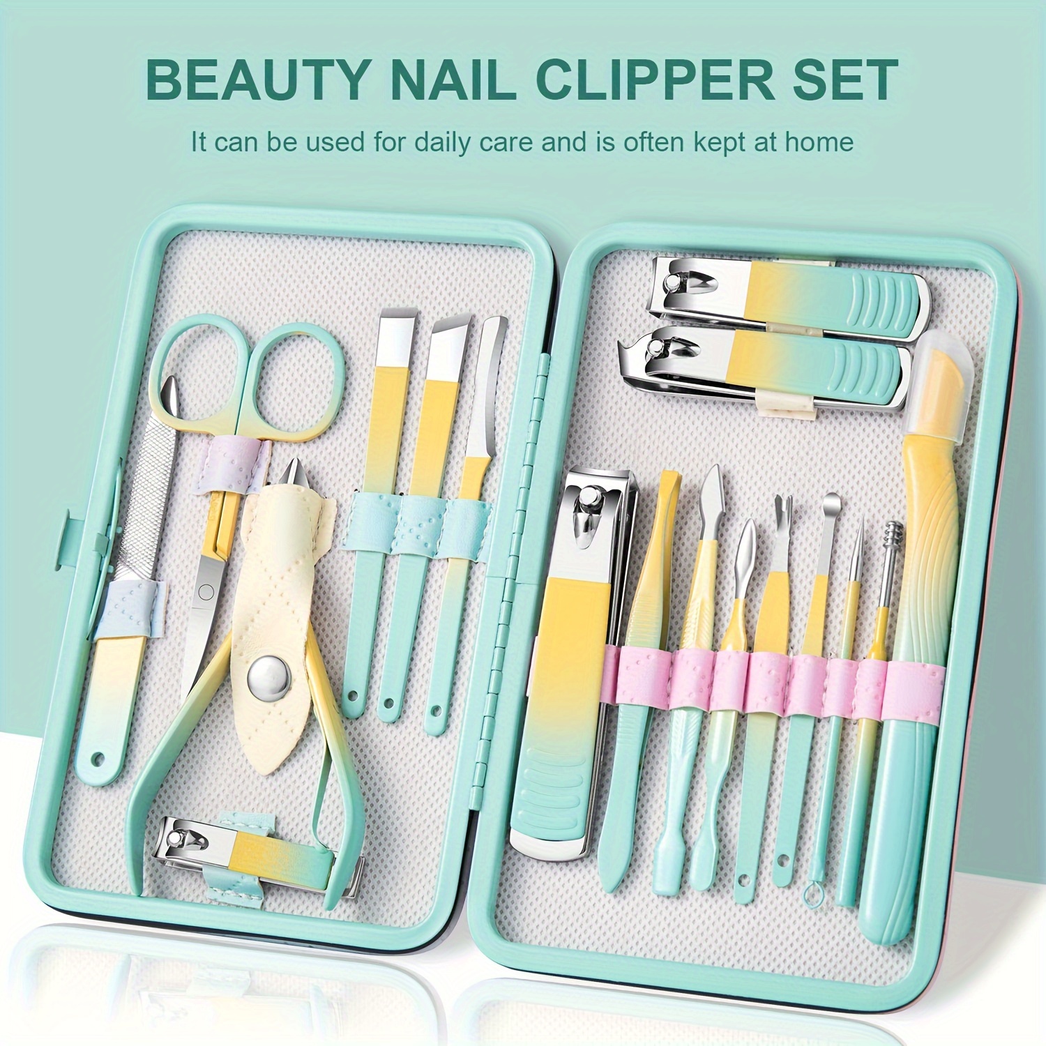 

Manicure Set - Nail Clipper Tools For Men And Women With Portable Travel Case, Personal Care Grooming Kit For Finger And Toe Nail Trimming, Gift For Family And Friends