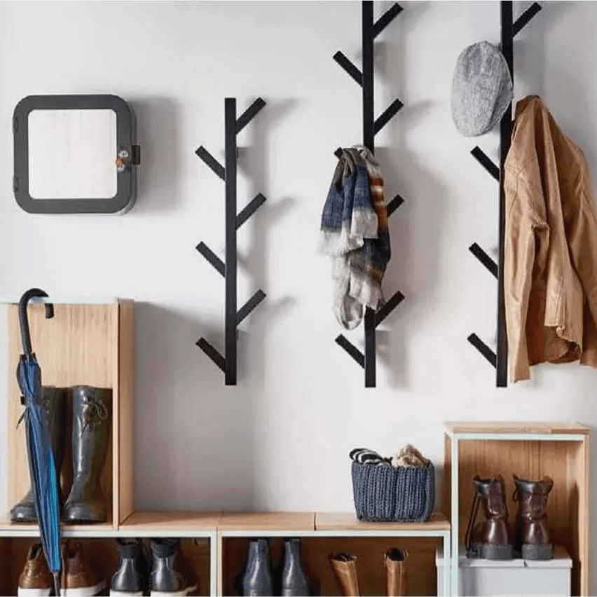 

1pc 39'' Coat Rack&hat Rack Modern Design Wall Mounted Stylish Black 120lb Max Weigt