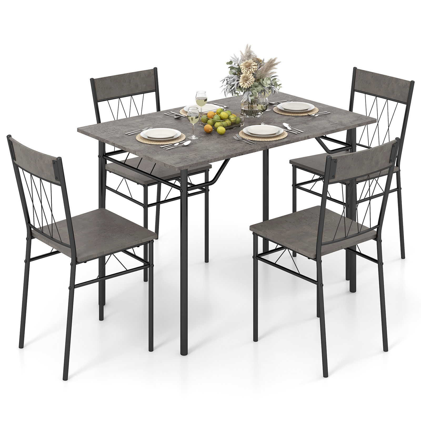 5-piece dining table set for 4, modern kitchen dining room