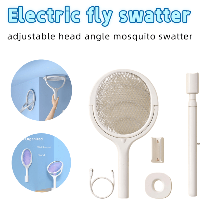 

Electric Fly Swatter, Mosquito Swatter, 180 Degree Adjustable Head Angle Mosquito Swatter, 6 In 1 Mosquito Swatter And Purple Mosquito Light, Suitable For Indoor And Outdoor Use