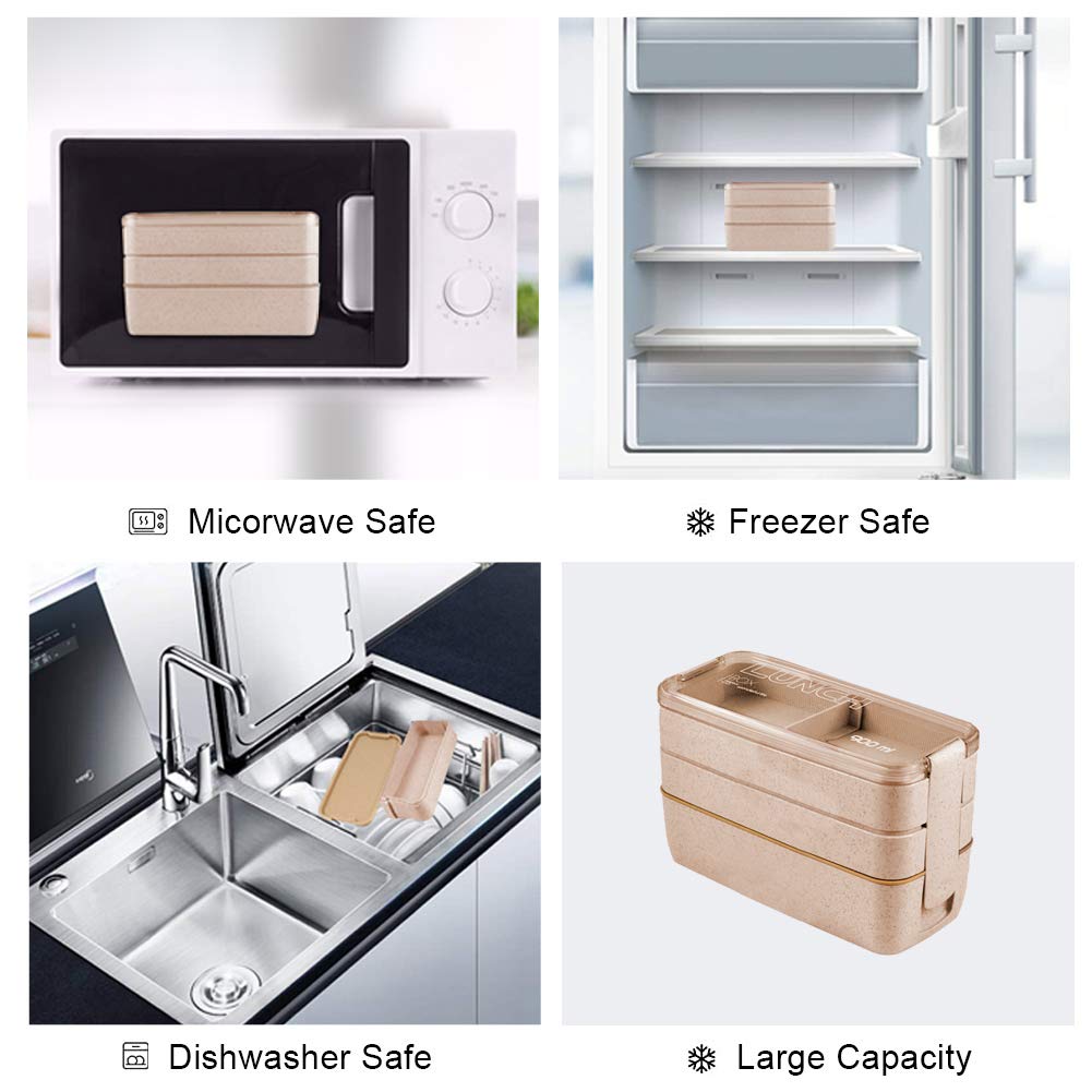 Stackable Bento Box Adult Japanese Lunch Box Set Spoon Fork - Temu