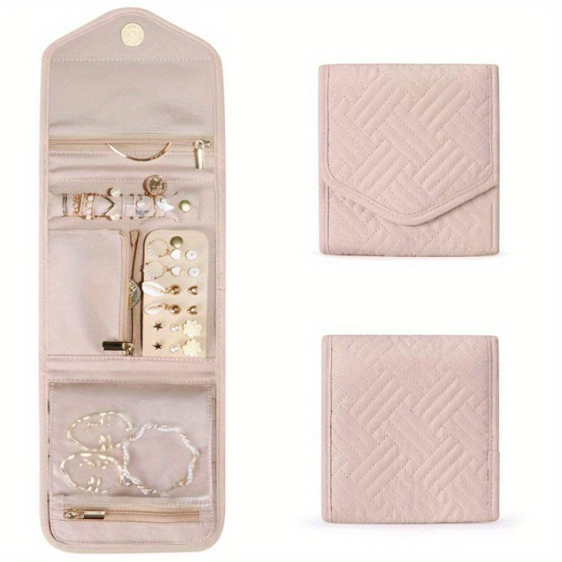 

1pc Ladies' Multifunctional Jewelry Storage Bag With Rings, Necklaces, Small Necklaces, Earrings