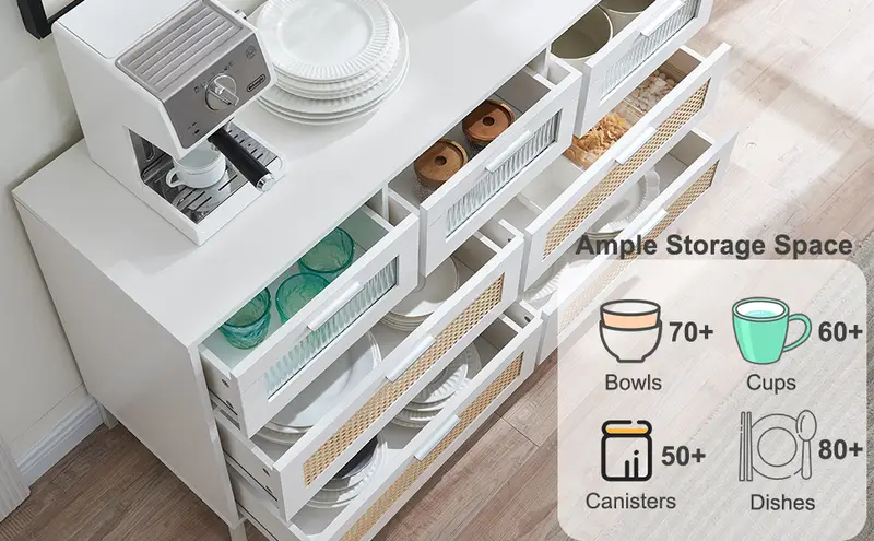 7 drawer Farmhouse Sideboard Buffet Cabinet Kitchen - Temu