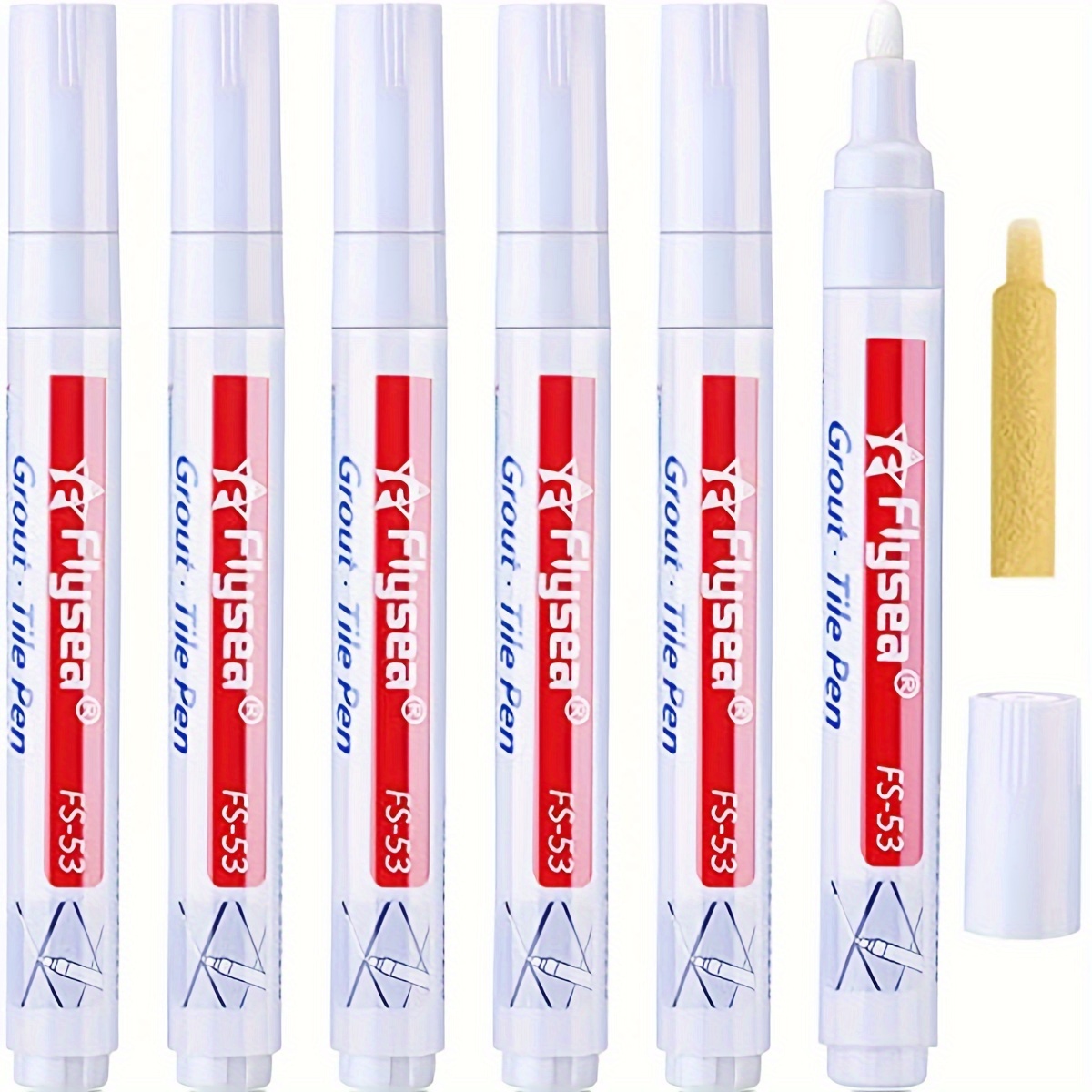 

6pcs Pen Set - Non-electric Restorer Marker For Bathroom & Kitchen Tile And Grout Repair And Filling - Durable Material Accessory For Home Maintenance