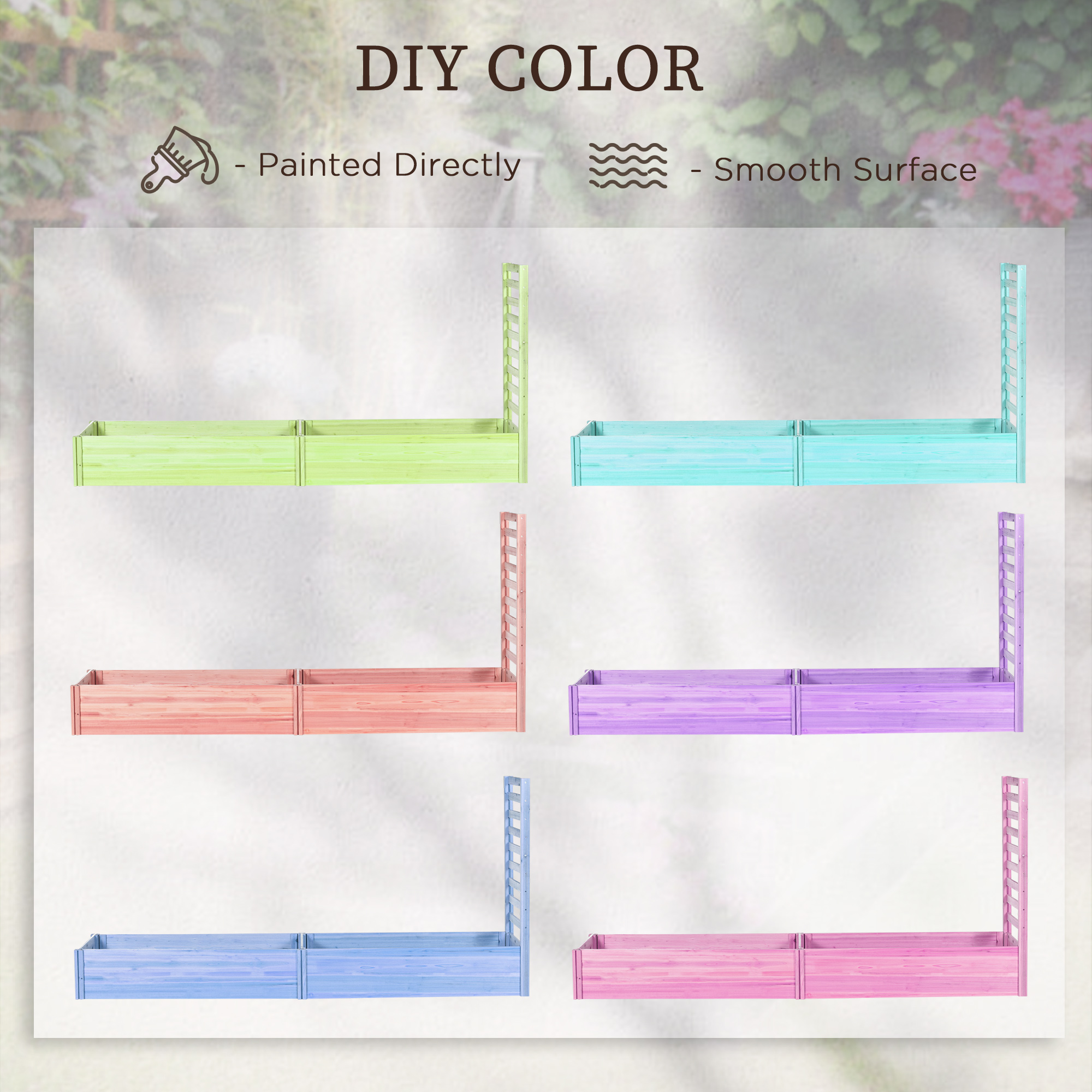 Raised Garden Bed With Trellis And 2 Compartments 43 Inch Wooden