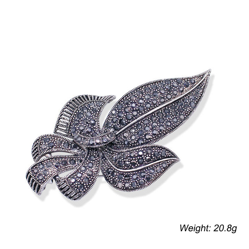 Dark Antique Brooch Bouquet Antique Mourning Hair Brooch Flowers - Main Image