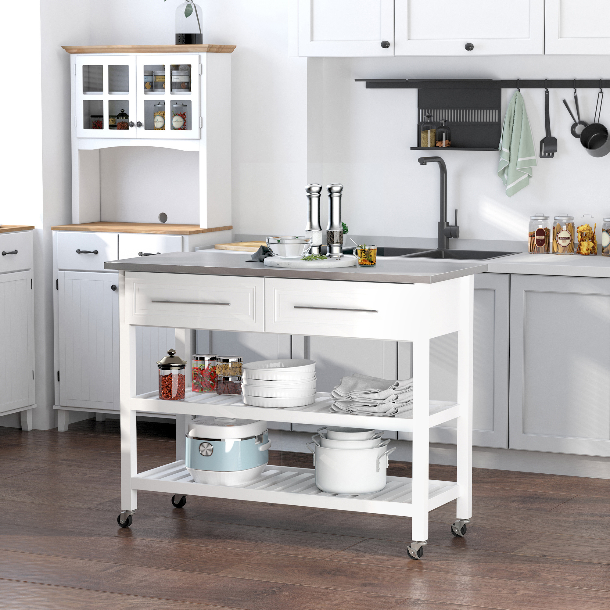 Kitchen Island Stainless Steel Top Traditional - Temu