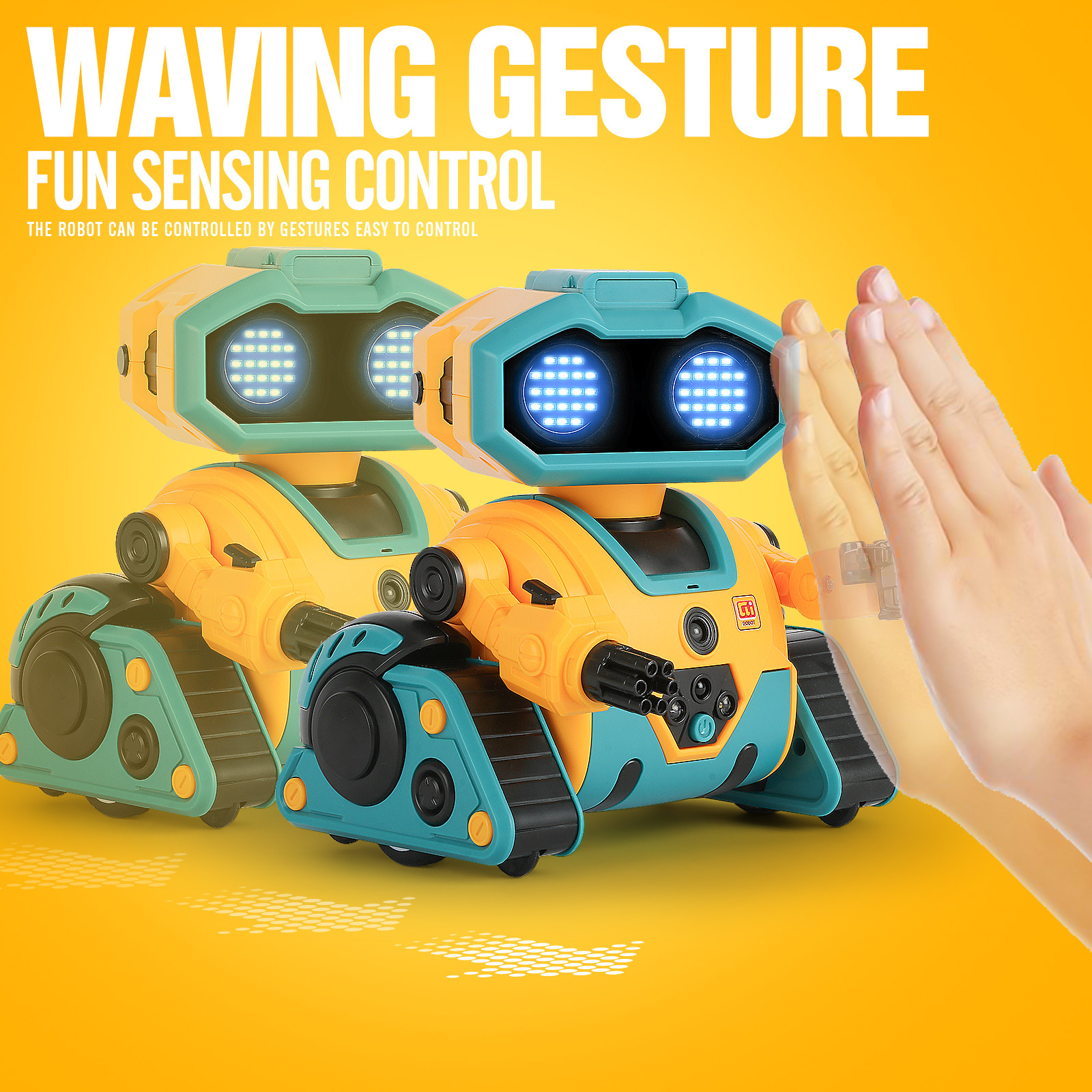 RC Robot for Kids with Facial Expression AI Interactive Intelligent Remote Control Smart Robo with Magic Voice Record LED eyes Gesture Induction Programming Touch Induction Robot Gift for Kids