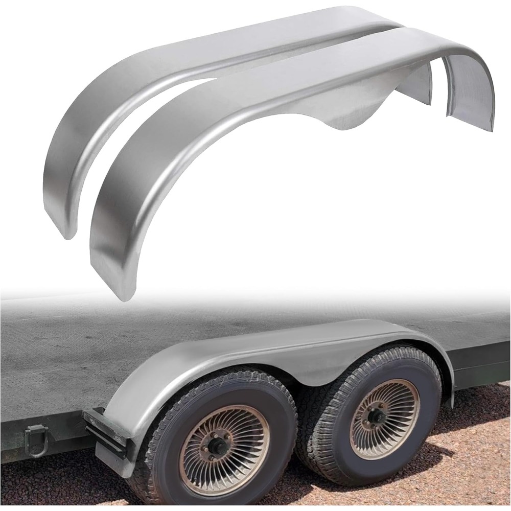 TEMU 2pcs Tandem Trailer Fender Double Axle Compatible With 13-15 Inch Wheels Teardrop Pair Enclosed Trailers 9" " X 19.5" - (halloween & Car Accessories)