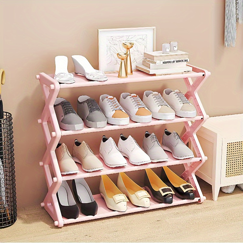 

4 Tier Shoe Rack, Multi Tier Foldable Bamboo Shoe Rack, Multifunctional Storage Rack For Entryway, Hallway, Living Room, Bedroom, Balcony Rack(1pc)