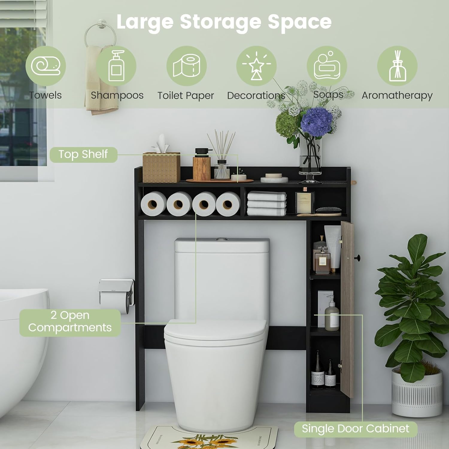 Toilet Storage Cabinet Freestanding Bathroom - Temu