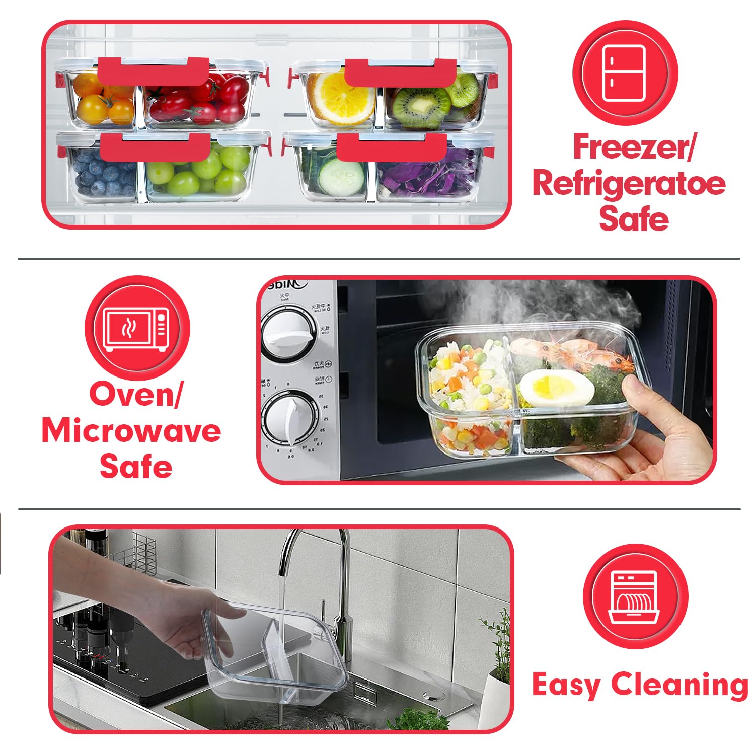 1 Terrarium Meal Prep Container, Sealed Glass Lunch Container