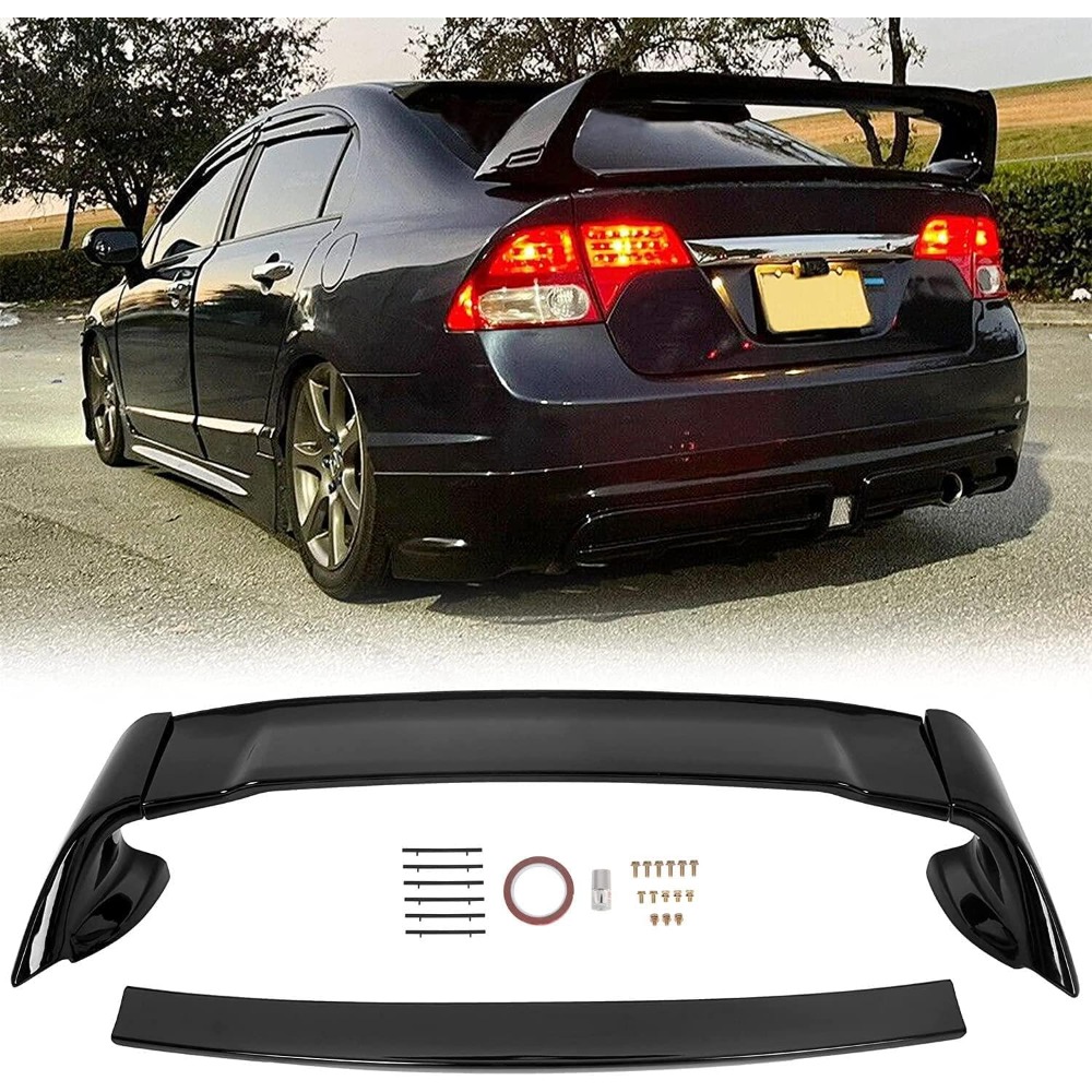 

Rear Trunk Spoiler Wing Compatible With 2006-2011 Honda Civic 4 Door Sedan Abs Trunk Spoiler Wing Painted Gloss Black