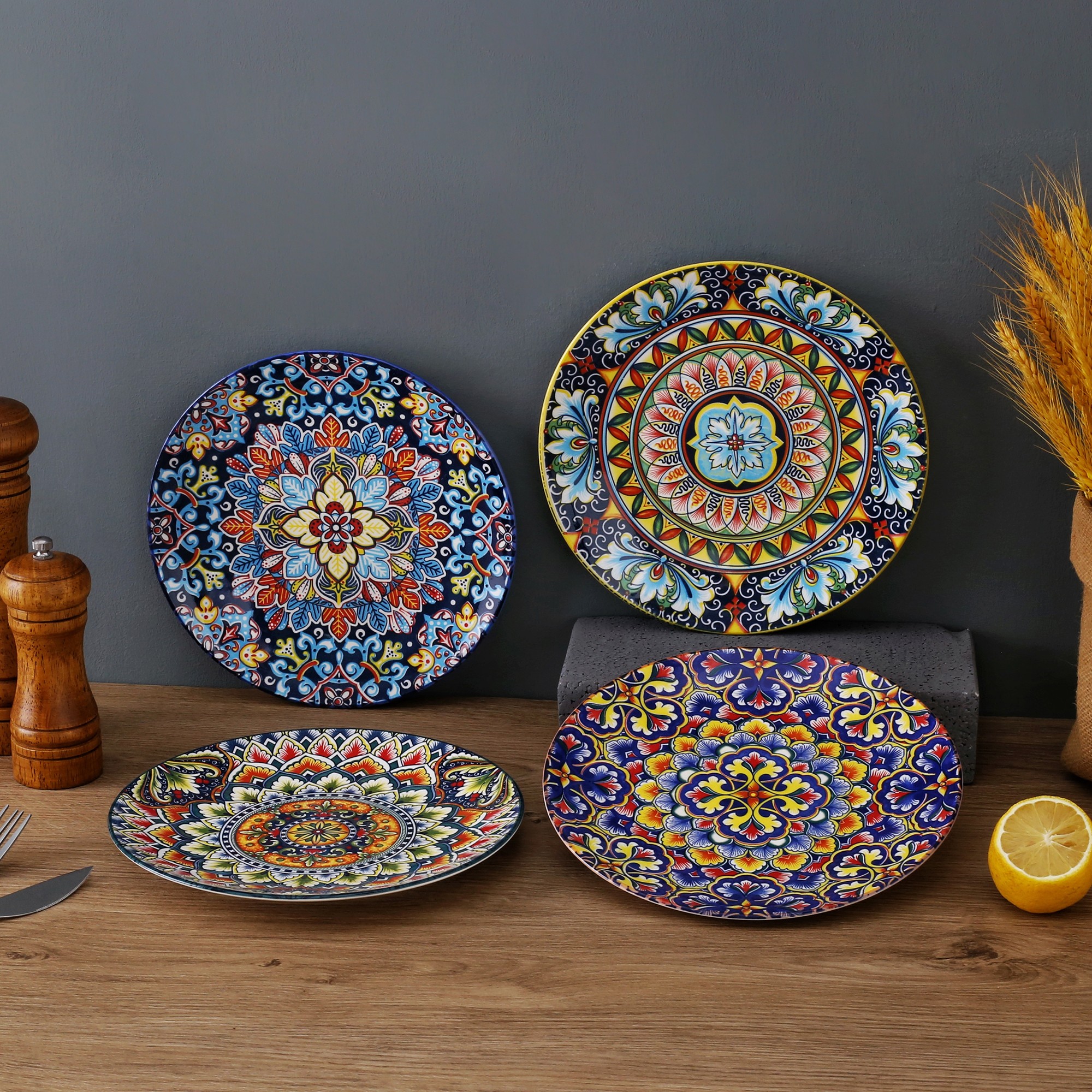 

Bohemian 4-piece Porcelain Dessert Plates -8.5 Inch, Microwave, Oven And Dishwasher Safe