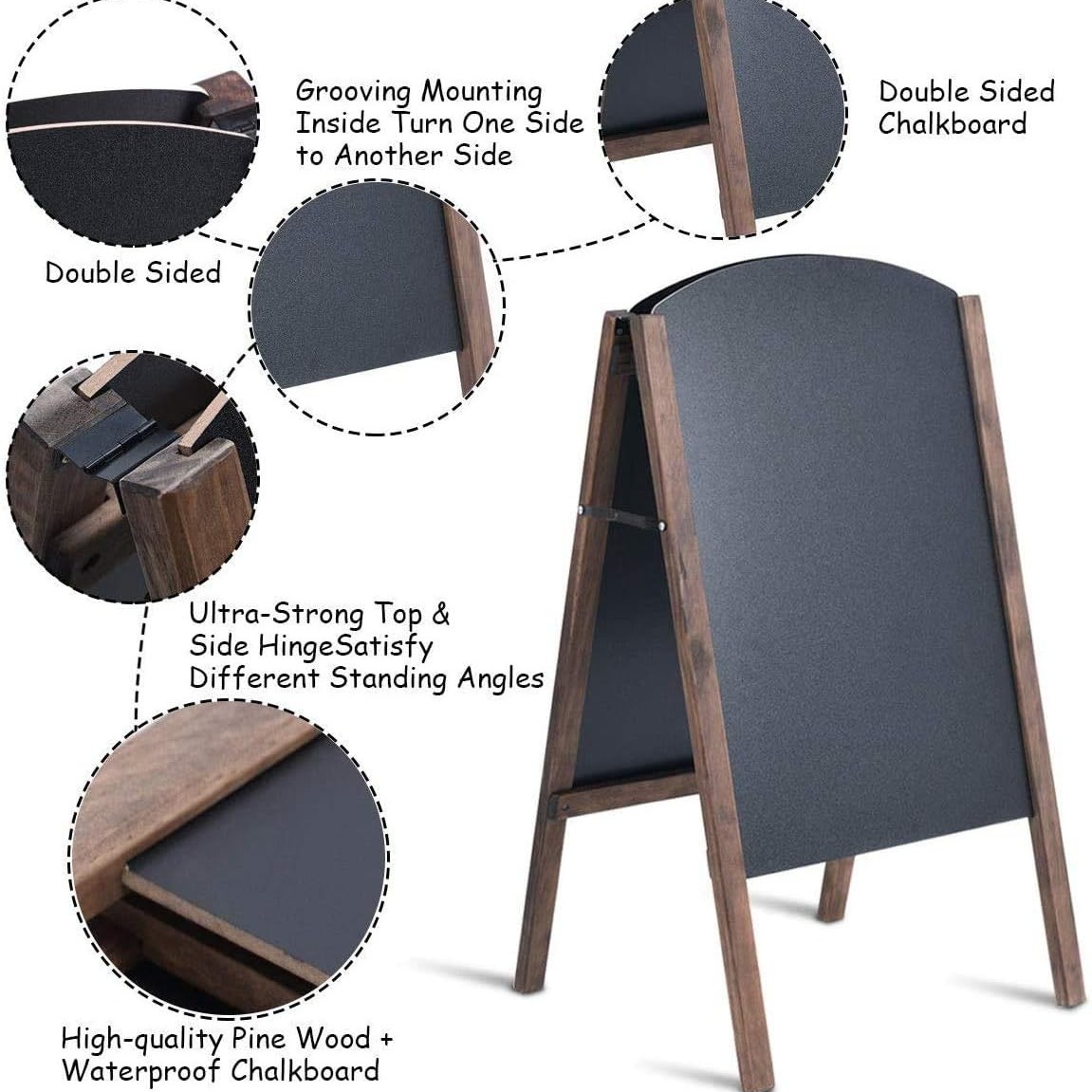   a frame wooden chalkboard double sided rustic standing blackboard removable archaistic sidewalk chalkboard indoor and outdoor menu sign board wedding signage easel 31 5 x 18