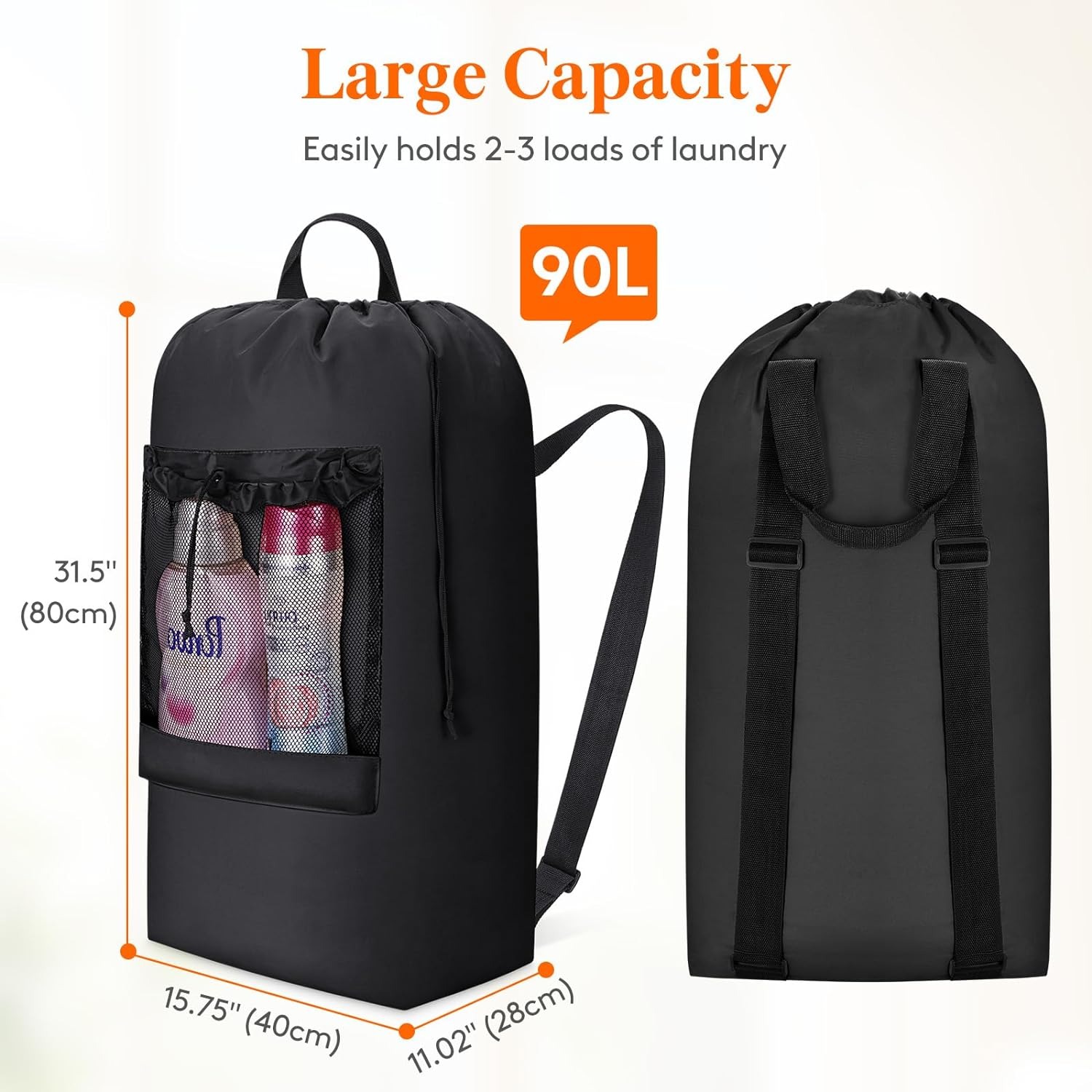 

Extra Large Laundry Backpack With Shoulder Straps And Mesh Pocket For , 90l Laundry Bag, Heavy Duty Laundry Bag Backpack For Dirty Clothes For College Dorm/travel/apartment