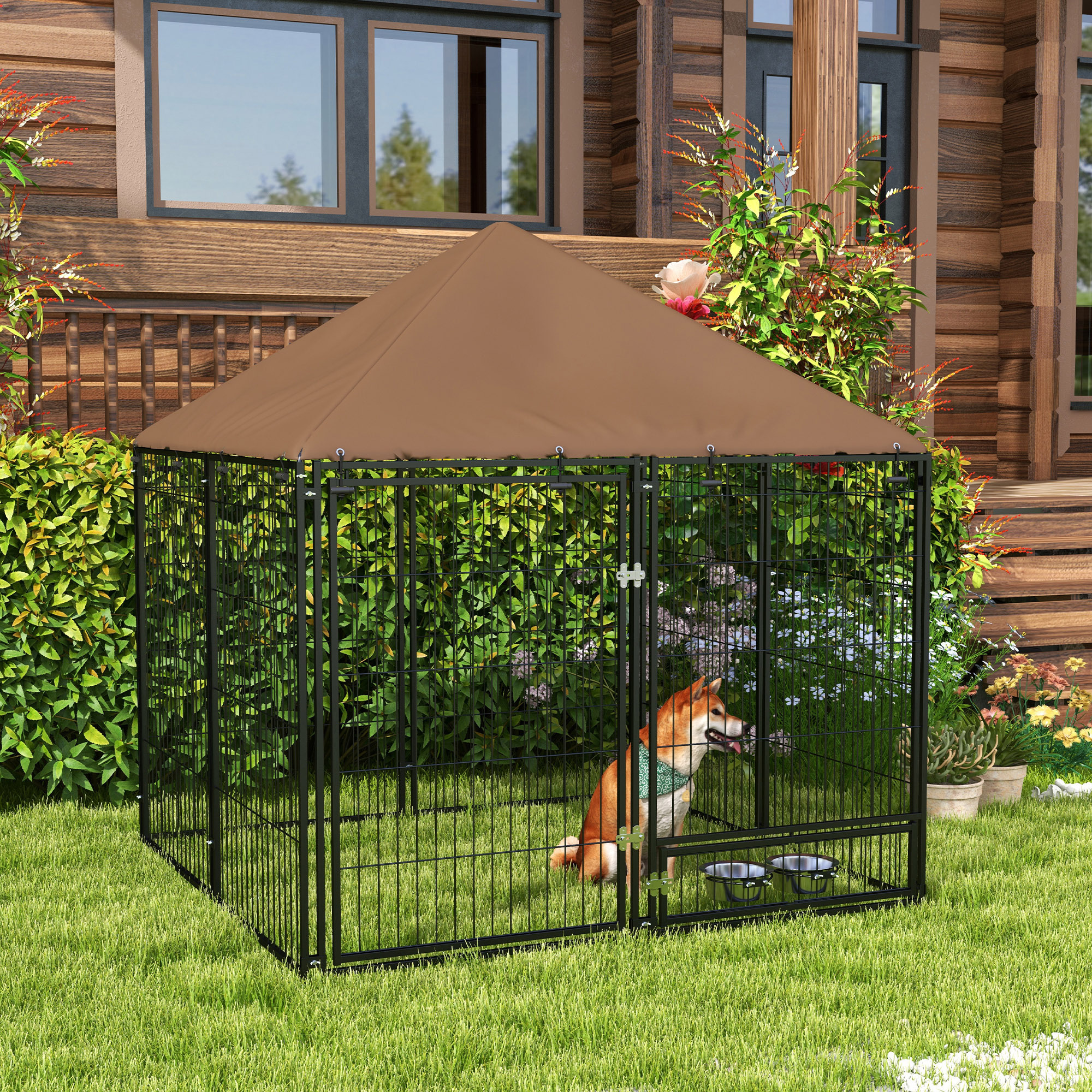 outside dog kennel puppy play pen canopy garden Temu