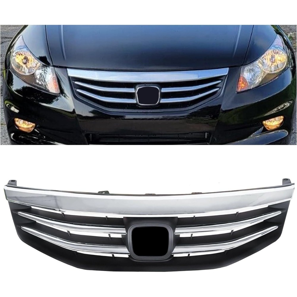 

Chrome Front Bumper Grille Compatible With 2011-2012 Honda Accord Sedan 4 Door Replacement For Ho1200203 71121ta0a11 Upper