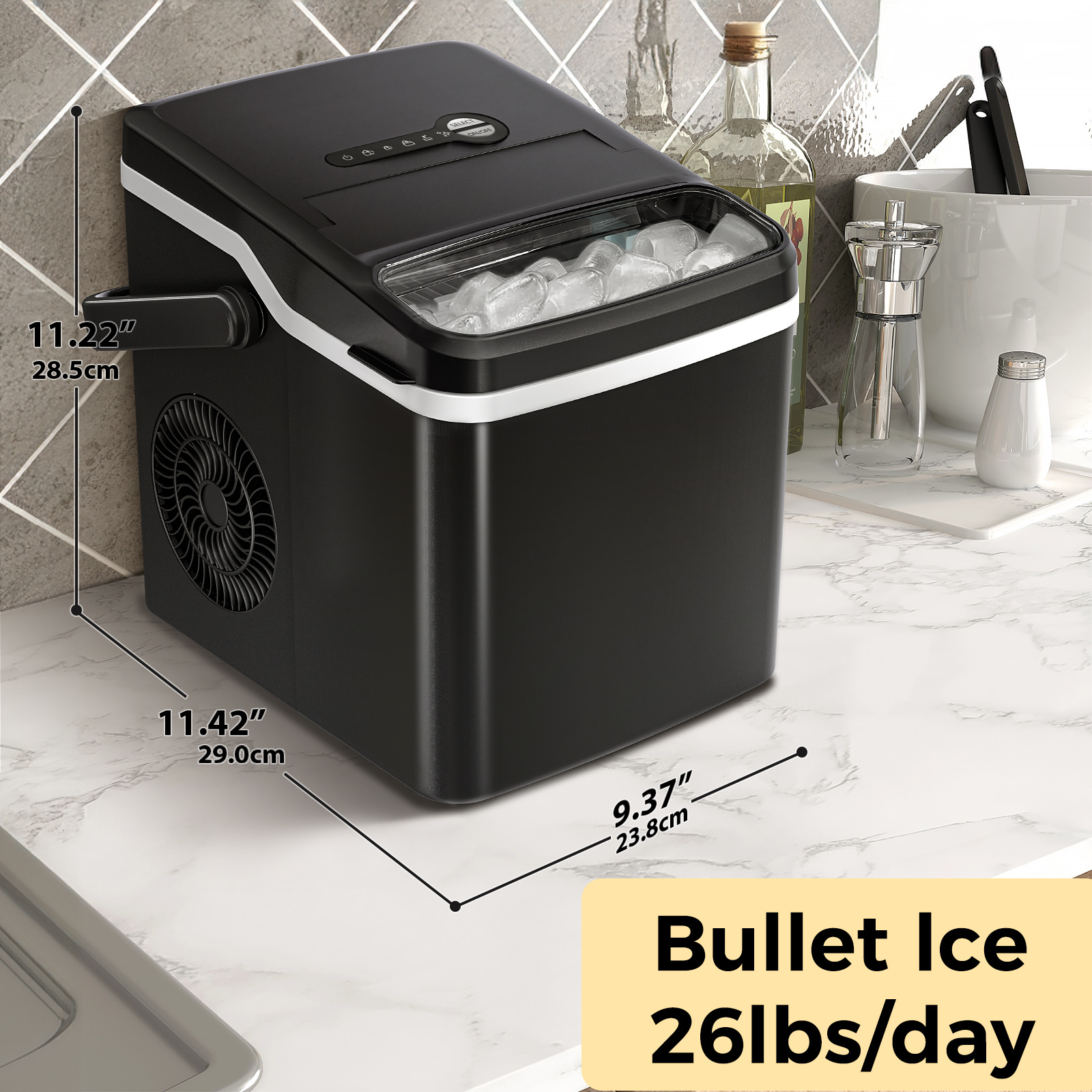 

Ice Maker Ice Maker Countertop, 35lbs/24h, Removable Top Cover, Auto-cleaning, Portable Ice Maker With Basket And , For Home/party/rv/camping, Silver.