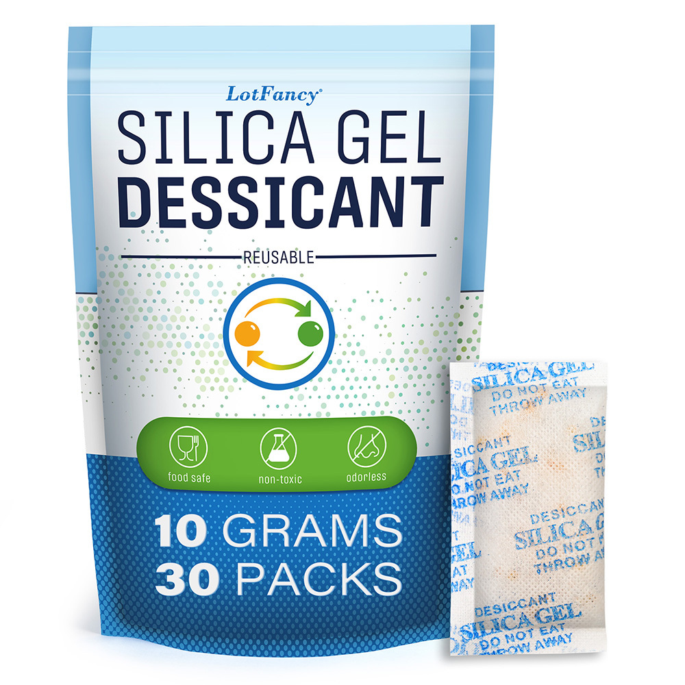 

Lotfancy Silica Gel Packets, 30 Packs Rechargeable Desiccant Dehumidifier, Indicating (orange To Dark Green), Moisture Absorbing Bag For Clothes Shoes Ammo Storage