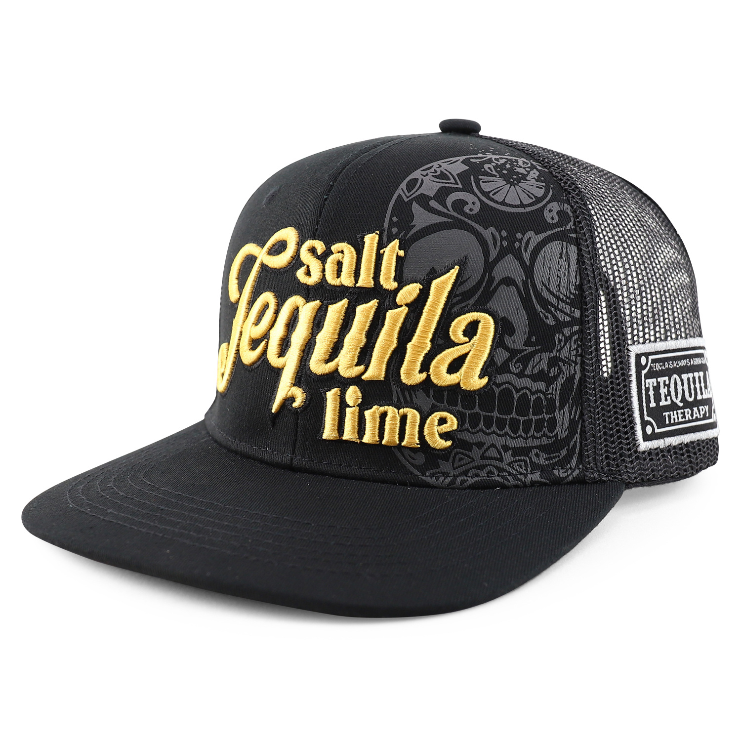 Tequila Salt Lime 3D Embroidered Cap — Mesh Back Flat Bill Hat, Adjustable Snapback, Fun Drinking Theme Hat - View #12