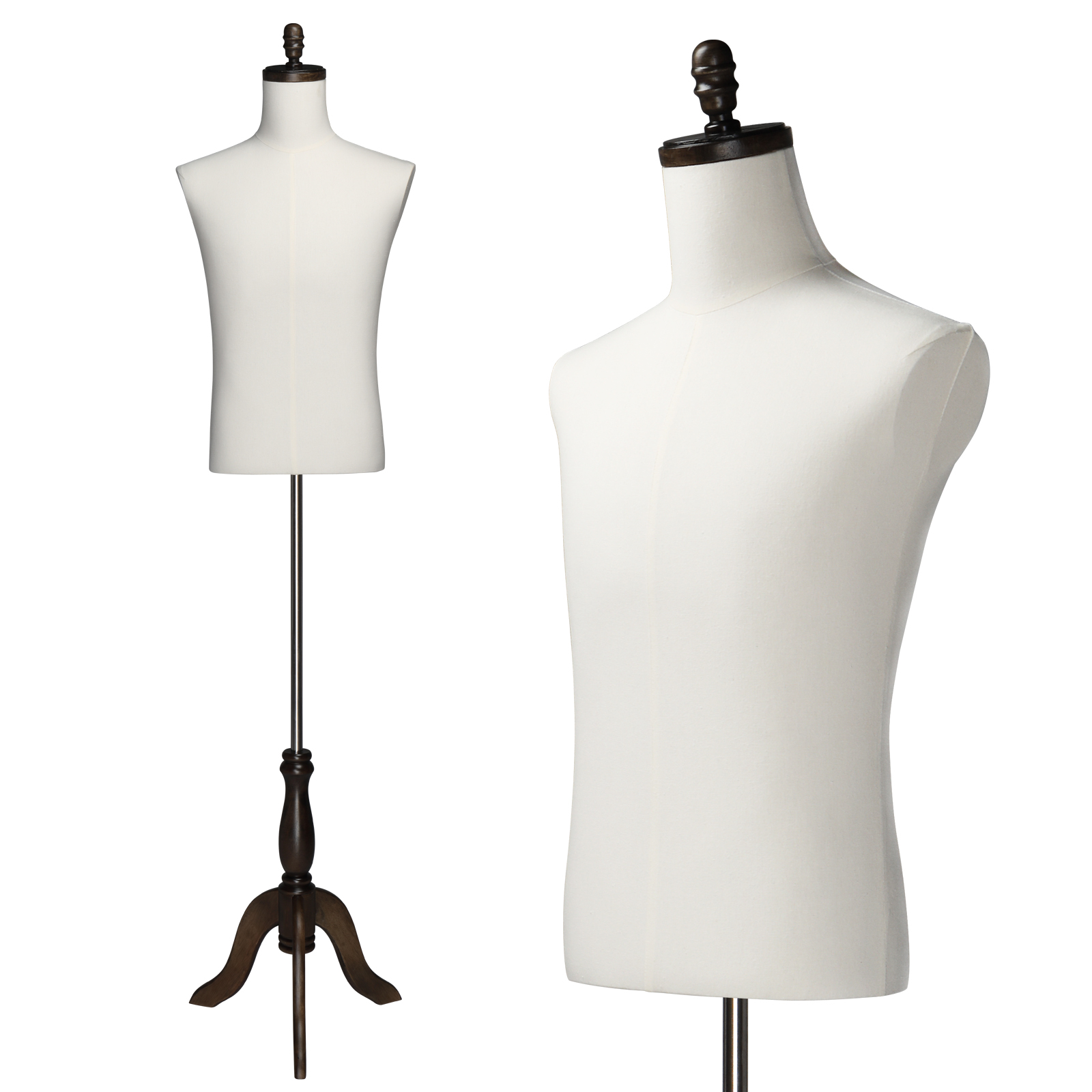 

Male Dress Form, With Wooden Tripod Stand, Adjustable Height Torso Body For And Sewing