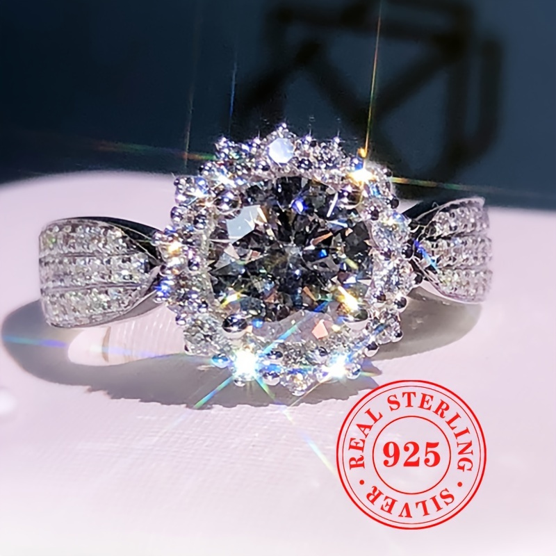 

Luxurious 925 Silver Ring With Sparkling And Fashionable , Elegant Women's Ring Suitable For Weddings, Banquets, , 's Day Gift