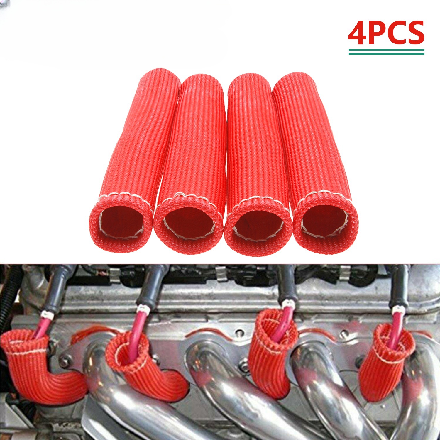 TEMU 4pcs Spark Plug Wire Heat Sleeve 2500 Spark Plug Boot Protector Wire Boots Wrap For Most Vehicle