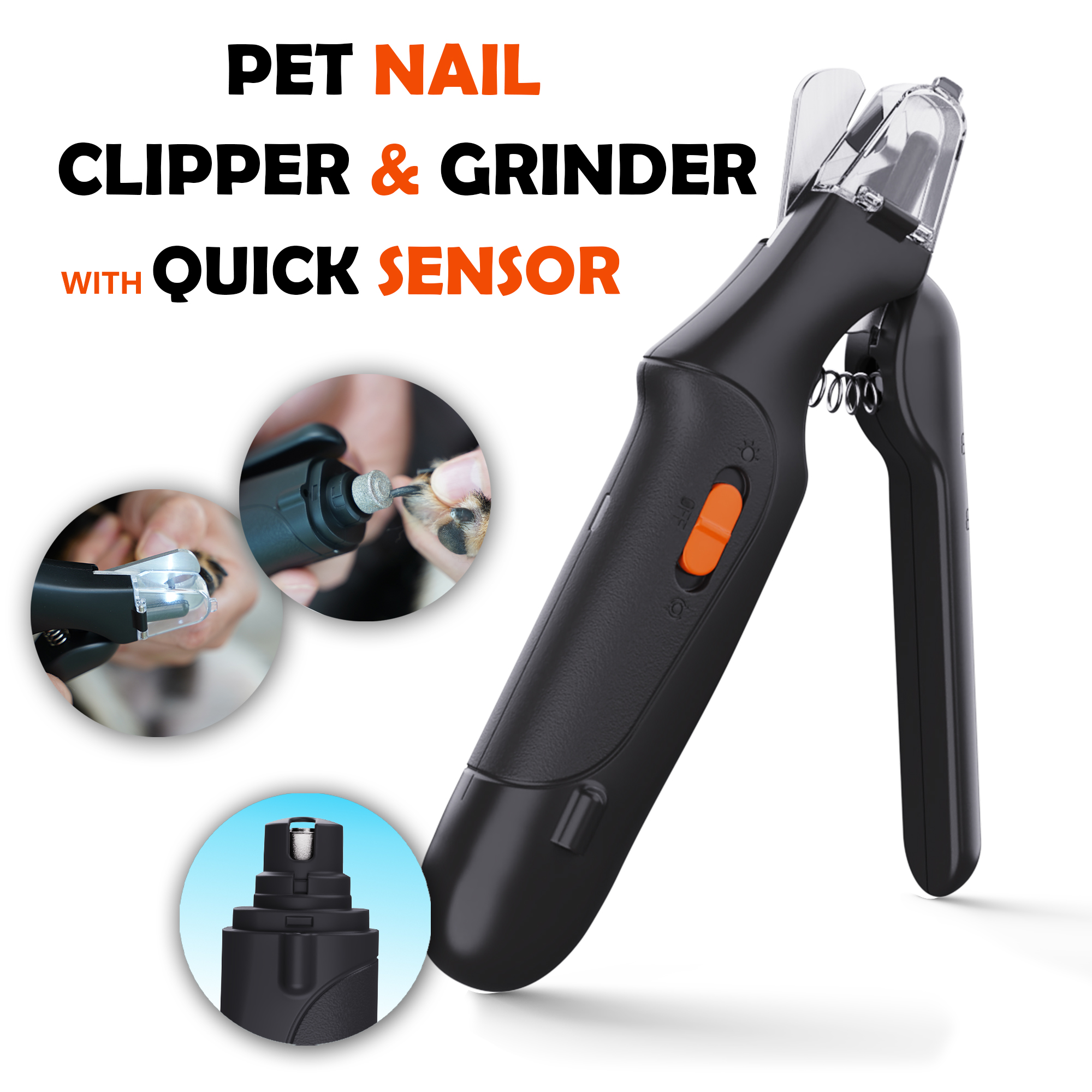 

In 1 Dog Nail Grinder And Clipper Sensor- Pet Nail Trimmer For Dogs And Cats, Strong And Quiet Low Vibration Electric Nail Grinder Rechargeable Fits Small, Medium And Large Breed Dogs And Cats