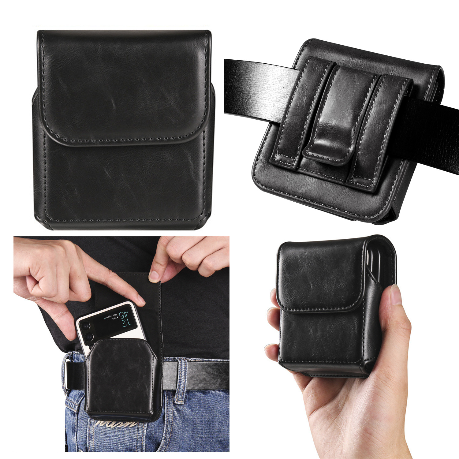 

For Motorola + Plus (2024) (2023) Series, Phone Case, Magnetic Closure Flap Holder Western Pu Leather Phone Pouch On Belt Holster Cvoer