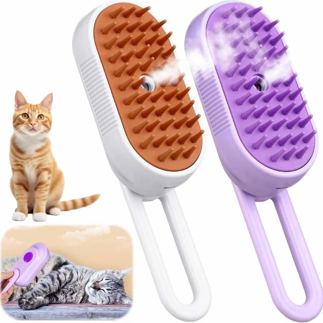 

2 Pcs Cat Steam Brush 3 In 1 Water Dog Brush Cleaning Steamer Grooming Brush Multifunctional Cat Comb With Steam Cat Shedding Brush For Dog Cat Massage Removing Hai